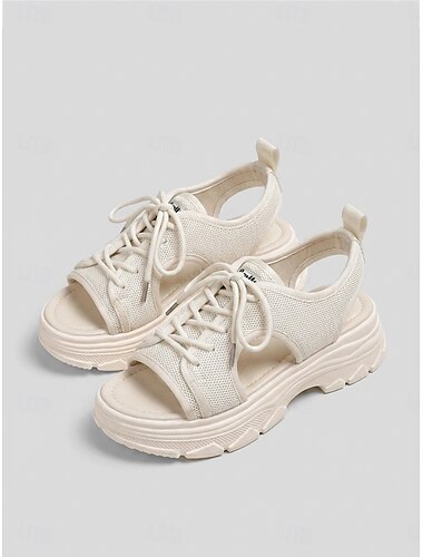  Women's Pink Platform Sport Sandals – Lightweight Breathable Lace-Up Chunky Walking Sandals, Comfortable Summer Sandals for Travel, Outdoor & Everyday Wear