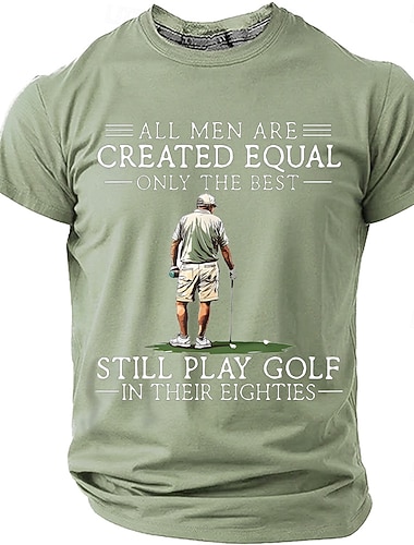  Alle Männer sind gleich geschaffen, nur die Besten spielen auch mit über 80 noch Golf. Lustiges Grafik-T-Shirt für Herren-Seniorengolfer, Kurzarm, Rundhalsausschnitt, lässiges Designer-Shirt, Größen