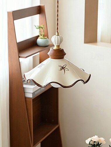  keramische kroonluchter modern wit retro geglazuurde geplooide keramische plafondlamp voor keukeneiland, hanglamp in Japanse stijl voor eetkamer met verstelbaar snoer, E27