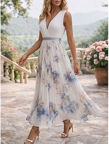  Damskie Sukienka maxi Sukienki szyfonowe Sukienka na imprezę Sukienka koktajlowa Sukienka dla gościa weselnego Elegancja Moda Nowoczesny Plaża Urlop Wieczorna impreza Regularny Równina Bez rękawów