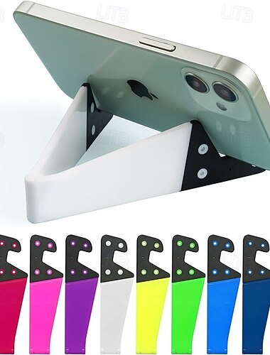  20-pack V-formade mobiltelefonställ, bärbar, hopfällbar universal skrivbordshållare för smartphones &surfplattor, fickformat resetillbehör för kontoret &hem, blandade färgglada montrar