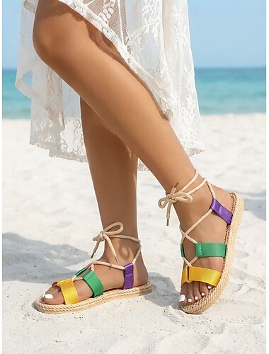  Dámské barevné šněrovací espadrilky s podrážkou z tkaného lana – pohodlné a stylové plážové boty na letní dovolenou