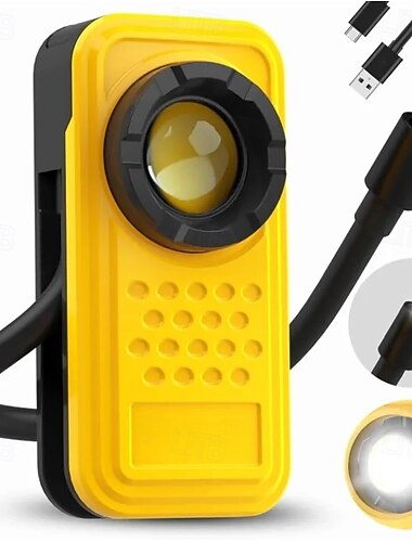  800 lm uppladdningsbar ficklampa, lätt ficklampa med svanhals, dubbel strålkastarkälla med 4 ljusstyrkelägen, magnetisk klämma i aluminiumlegering, för reparation utomhuscamping i nödsituationer