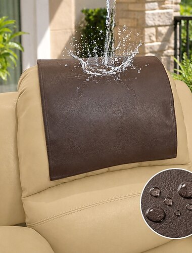  Rutschfester Kopfstützenbezug für Möbel-Schonbezüge, 100 % wasserdichter Kopfstützenschutz aus Kunstleder für Liegesessel, Vinyl-Kopfschutz für Sofa, Kinositzbezug für Zuhause und das Büro