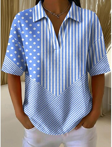  Womens Waffle Sommer Toppe Grafisk Geometrisk Elegant Vintage Stilfuld Uden Ærme Kort Ærme V Hals Lange Toppe Casual Daglig Blå Hvid  Grøn Pink Lilla Orange Sommer Forår