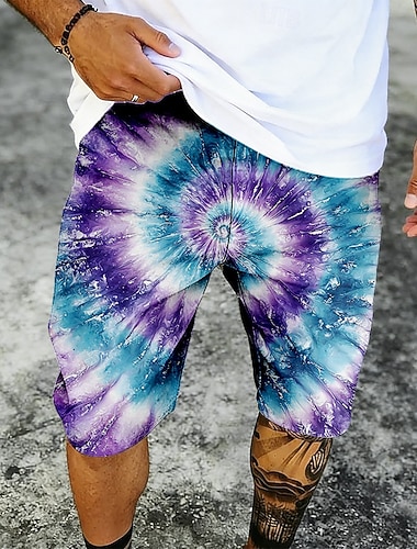  Herre Hippie Batikkfarget Badeshorts Badedrakter Badeshorts Surfeshorts Medium Midje Fashion Casual utendørs Feriereise Hverdag Sidelommer Mesh fôr Elastisk snøring i midjen Designer Klær