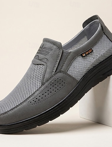  herre grå slip-on casual loafers pustende lette komfortsko for daglig bruk, reiser, pendling, kontor og smart casual stil
