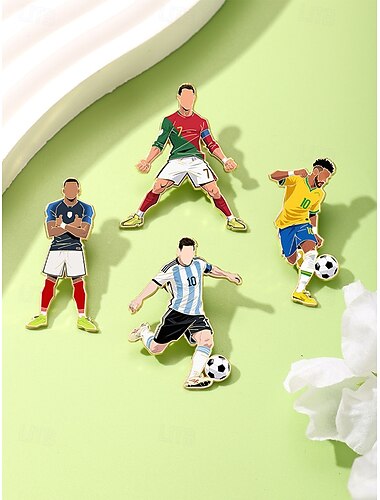  férfi ötvözet focista bross kitűzőkészlet, 4 darabos futball sport hajtókatűk mérkőzés napjára, szurkolók támogatására, sporteseményekre és mindennapi sportviseletre