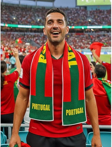  Herren-Handtuchschal aus Polyester mit Portugal-Flagge, weicher Fan-Schal für Fußballspiele, Stadionveranstaltungen, Sportübertragungen und den Alltag.