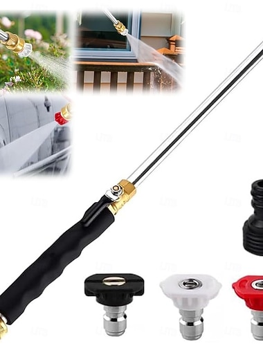  Lance de nettoyeur haute pression pour tuyau d'arrosage, lance 2026 avec 3 buses interchangeables, idéale pour le lavage de voiture, terrasse et nettoyage extérieur.