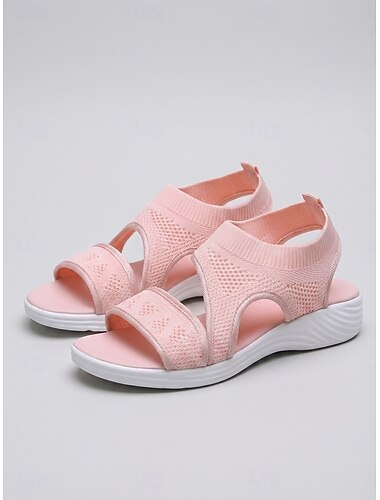  Komfortowe sandały damskie w delikatnym różu - oddychający materiał siateczkowy, elastyczna podeszwa, idealne do noszenia na co dzień i na codzienne wyjścia
