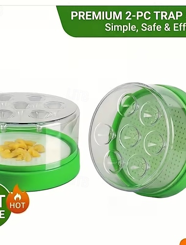  2-pack fruktflugfällor för inomhusbruk, återanvändbara myggluggfällor för kök, enkel säker &Effektiv insektsfångare för fruktflugor, vinägerflugor och knott, giftfri inomhusflugfälla