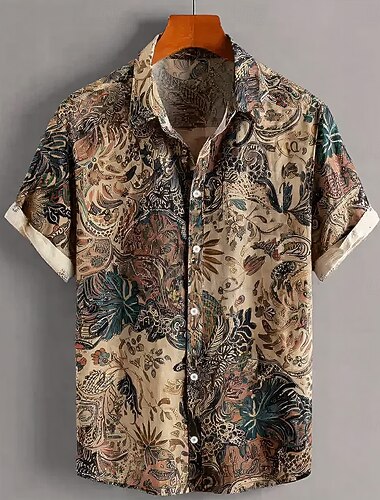  Per uomo Stampa Floreale Stile Boho Fiori Camicia Camicia Estiva Camicia con Bottoni Manica Corta Vintage Retrò Casuale Quotidiano Ferie Estate Primavera Collo ripiegato Stampa 3D camicie con colletto