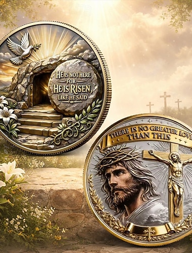  Pièce commémorative de la résurrection « Il n’y a pas de plus grand amour », célébrant la foi, Pâques, le triomphe et le sacrifice du Christ, médaille chrétienne de collection inspirante, cadeau de dévotion pour les croyants.