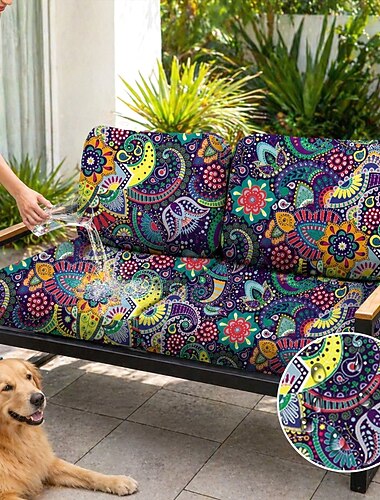  防水アウトドアクッションカバー、柔らかく伸縮性のある防水スリップカバーで快適性と家具の保護を向上