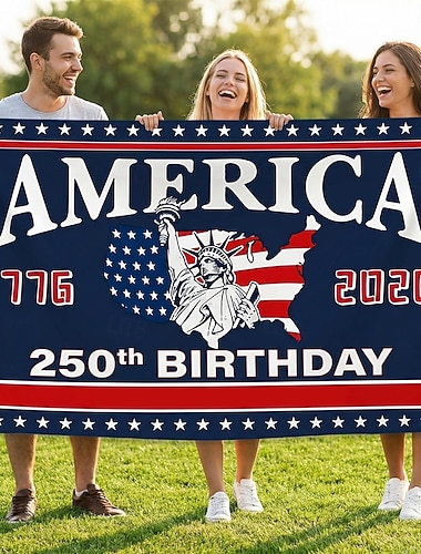  Wandteppich zum 250. Jahrestag der Gründung der USA (1776–2026) mit Adler, Freiheitsglocke und Freiheitsstatue in Rot und Blau – ideal als weihnachtliche Dekoration.