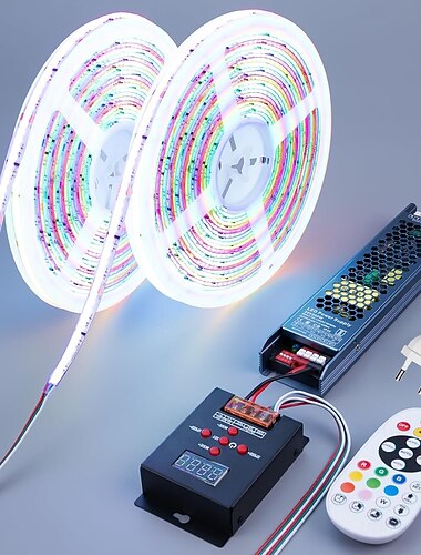  5m 10m 20m Ljusuppsättningar 420D/M lysdioder COB 8mm 1 24Välj fjärrkontrollen 1set Multifärg LED Ljusslingor Fest Vattentät Semester 24 V