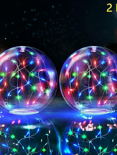  2 ks venkovní solární vodotěsné nafukovací plovoucí bazénová světla o průměru 35 cm, dekorativní LED lampy na jezírko, zahradu, dvůr, cestu, trávník – letní, párty, ambientní osvětlení krajiny na pláž