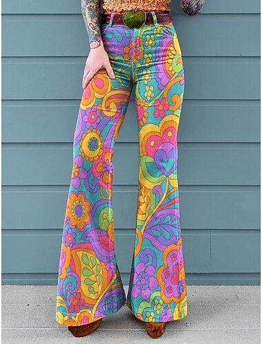  女性用 コットンリネンショートパンツ 旅行度假风 ヴィンテージ 沿岸のおばあちゃんスタイル 全長 ミディアムウエスト フラワー グラフィック プリント 履き心地よい マイクロエラスティック 日常 ストリート ブルー バイオレット イエロー パープル 夏 春 レギュラー