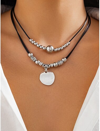  Dames boho legering dubbellaagse hangerketting, multi-stijl bedel choker voor strandvakantie, zomerresort en alledaagse casual kleding.