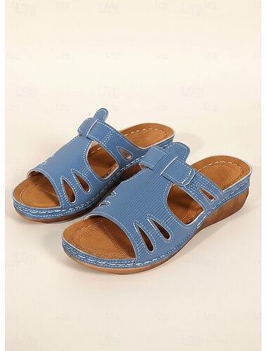  סנדלי גזרה כחולים לנשים - מגלשות נוחות נושמות להליכה ולנסיעות