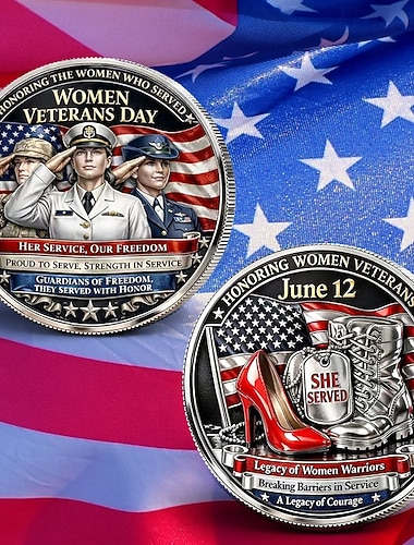  Gedenkmünze zum Tag der weiblichen Veteranen zur Ehrung ihres Dienstes und ihres Mutes &Vermächtnis weiblicher Militärheldinnen, Sammlermedaille, patriotisches Geschenk zur Würdigung von Veteranen,