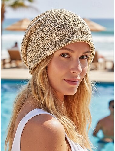  Chapeau-foulard bohème en maille polyester respirante pour femme, cache-cou convertible multicolore, chapeau de plage léger pour les vacances, idéal au quotidien et en été.