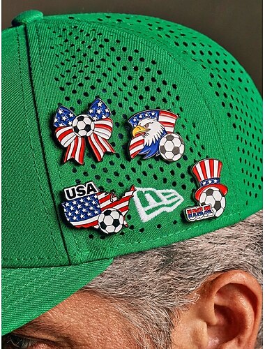  Pánské fotbalové brože z lehké slitiny, vícevzorové klopové brože s motivem amerických fanoušků pro fandění v den zápasu, oblečení pro fotbalové fanoušky, sportovní akce a každodenní nošení.