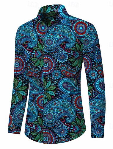  Retro vintage Jaren '70 Hemd Aloha-shirt Lange Mouwen Hippie Paisley Kostuum Voor heren Maskerade muziekfestival Feest Alledaagse kleding Volwassenen Hemd
