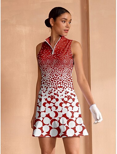  Damen Golfkleid Rot Ärmellos Kleid Damen-Golfkleidung, Kleidung, Outfits, Kleidung