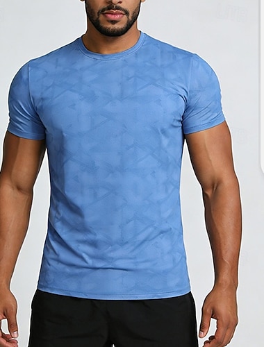  Herre Ensfarget T-skjorte til jogging Kompresjonsskjorte Treningstrøyer Sommer Vår Kortermet Hurtigtørkende Lettvekt Fukttransport Treningsøkt Aktiv trening Løp Trening Blå Svart Lysegrå Sports