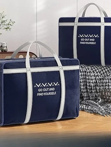  Grote, opvouwbare opbergdozen voor kleding, klassiek blauw model, met stevige handgrepen en ritssluiting, multifunctionele organizer voor kledingkast en onder het bed voor kleding, dekens en