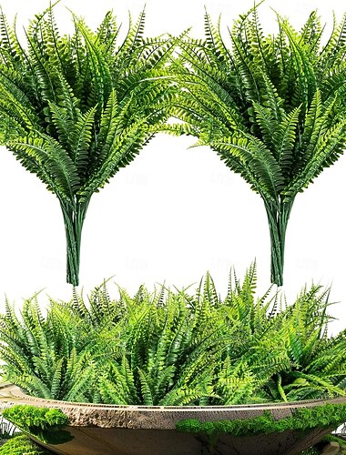  10 stk. falsk bregner - kunstige bregner for utendørs bruk - falske bregner til utendørs blomsterkasse stor utendørs terrassedekor Bostonbregne kunstige planter kunstige planter verandadekor