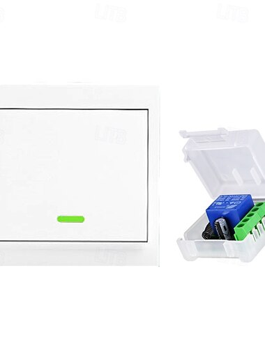  Zestaw bezprzewodowego przełącznika światła i odbiornika, 433 MHz pilot ścienny do sterowania oświetleniem, nie wymaga okablowania, moduł przekaźnika 10 A do oświetlenia sufitowego, lamp,