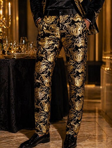  Retro / vintage Barock 80-talet Byxa Herre Jacquard Blommig Maskeradkläder Herr Maskerad Cocktailfest Retro-temafest Vuxna Byxor Alla årstider