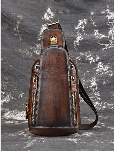  Heren schoudertas van volnerfleer, ruime crossbodytas met meerdere compartimenten en verstelbare schouderband, verkrijgbaar in stijlvolle koffie- en bruine kleuren, geschikt voor dagelijks gebruik, woon-werkverkeer en zakenreizen.