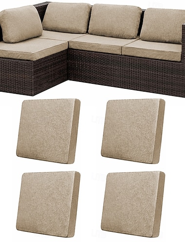  Conjunto de 4 capas elásticas para almofadas de pátio, capas de reposição para sofá de exterior. &Capas protetoras para sofás, capas para almofadas de móveis de jardim, protetores de móveis laváveis e