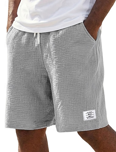  Homme Shorts Shorts en Lin Shorts d'été Shorts de plage Cordon de serrage Taille Élastique Uni Confort Respirant Longueur Genou Quotidien Extérieur Fête Vacances Mode Bleu Noir Non Elastique