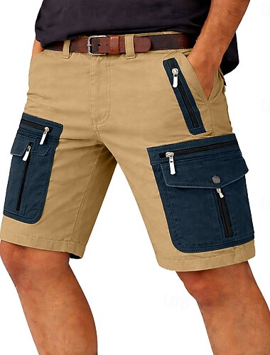  Homme Pantalon cargo Shorts cargo Shorts Short décontracté Avec Poches Taille Élastique Bloc de Couleur Uni Longueur Genou Occasionnel Extérieur Vêtements de rue Mode Streetwear Noir Kaki Non