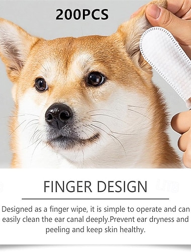  Verpakking van 150/200 stuks: wegwerpvingerhoesjes voor honden en katten, essentieel voor het verwijderen van tandsteen, het reinigen van oren en het bevorderen van een frisse adem.
