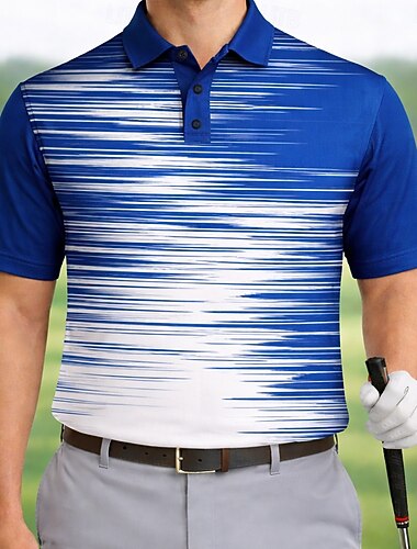  Voor heren Golf Lijn Sport Poloshirts Korte mouw Poloshirt Overhemden met kraag Casual Sportkleding Alledaagse kleding 3D-afdrukken Knop Zomer Lente blauw Paars Zwart