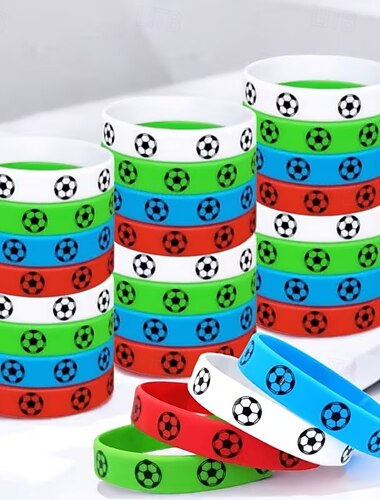  48 stuks voetbalarmbandjes - siliconen rubberen armbandjes voor kinderen, voetbalfeestartikelen, sportthema-goodiebagvulling voor verjaardagen, prijzen voor schoolcarnavals, teamspirit-cadeautjes