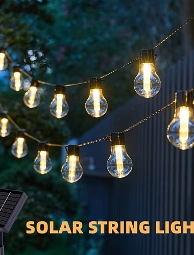  Solarbetriebene Outdoor-Camping-Lichterkette, 5 m, 20 LEDs, 8 Beleuchtungsmodi, Solar-Kugellichterkette, ideal für Urlaub, Hochzeit, Party, Garten, Balkon oder andere festliche Anlässe