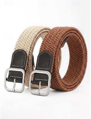  Miesten punottu polyesterivyö, monivärinen säädettävä joustava kudottu rento vyö matkoille, lomalle, työmatkoille, golfiin ja jokapäiväiseen käyttöön