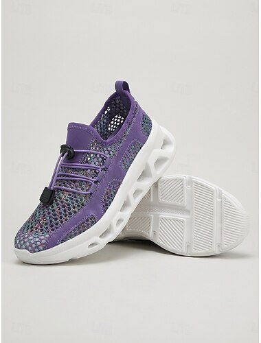  Slip-on løpesko for dame – lette, pustende tursko med hurtigsnøring for reiser, strand, utendørs og hverdagsbruk