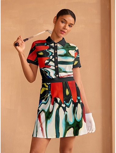  Naisten golf mekko Punainen+sininen Hihaton Hameet Naisten Golfasut Vaatteet Asut Vaatteet