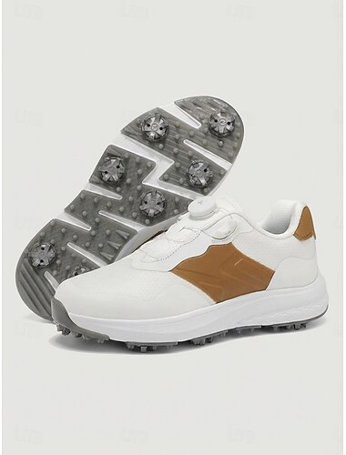  Bruine dames golfschoenen met roterende spikes, waterdicht, antislip, met noppen, comfortabele professionele sportschoenen voor de golfbaan &professionele sportschoenen