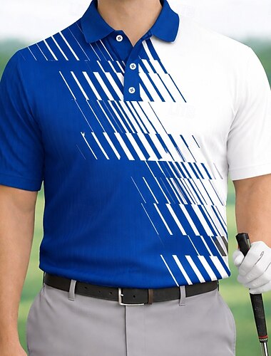  Voor heren Meetkundig Golf Sport Poloshirts Korte mouw Poloshirt Overhemden met kraag Casual Sportkleding Alledaagse kleding 3D-afdrukken Knop Zomer Lente blauw Paars Zwart
