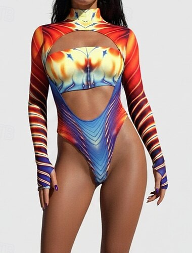  combinaison Impression Femmes Mode Déguisement Sexy 3D Costume pour Vacances Festival de Musique Soirée Mascarade Adulte