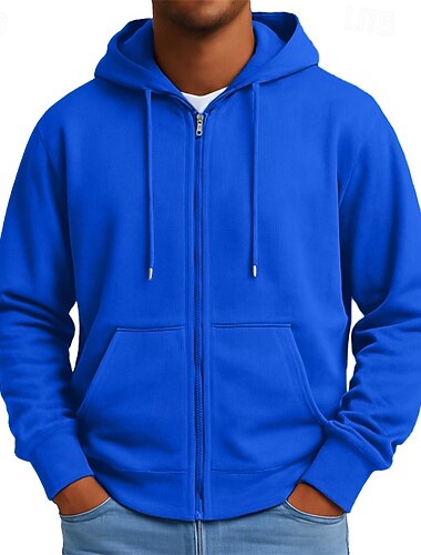 Homens Moletom Full Zip Hoodie Azul Preto Cinzento Com Capuz Tecido Zip Up Casual Diário Desportos e Ar livre Vintage Legal Roupa de Esporte Primavera & Outono Roupa Moletons Moletons Manga Longa